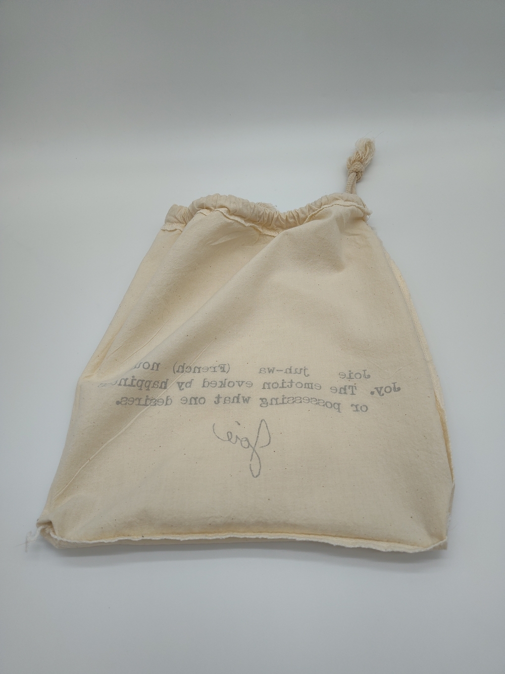 JOIE Juh-Wa French Definition Drawstring Dust Bag Cotton Canvas Pouch 12x11 EUC - Picture 3 of 5